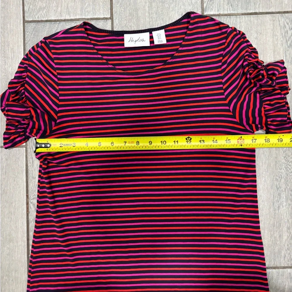 Heyton Striped Stretch Dress With Ruffle Sleeves Size Medium - Picture 6 of 9